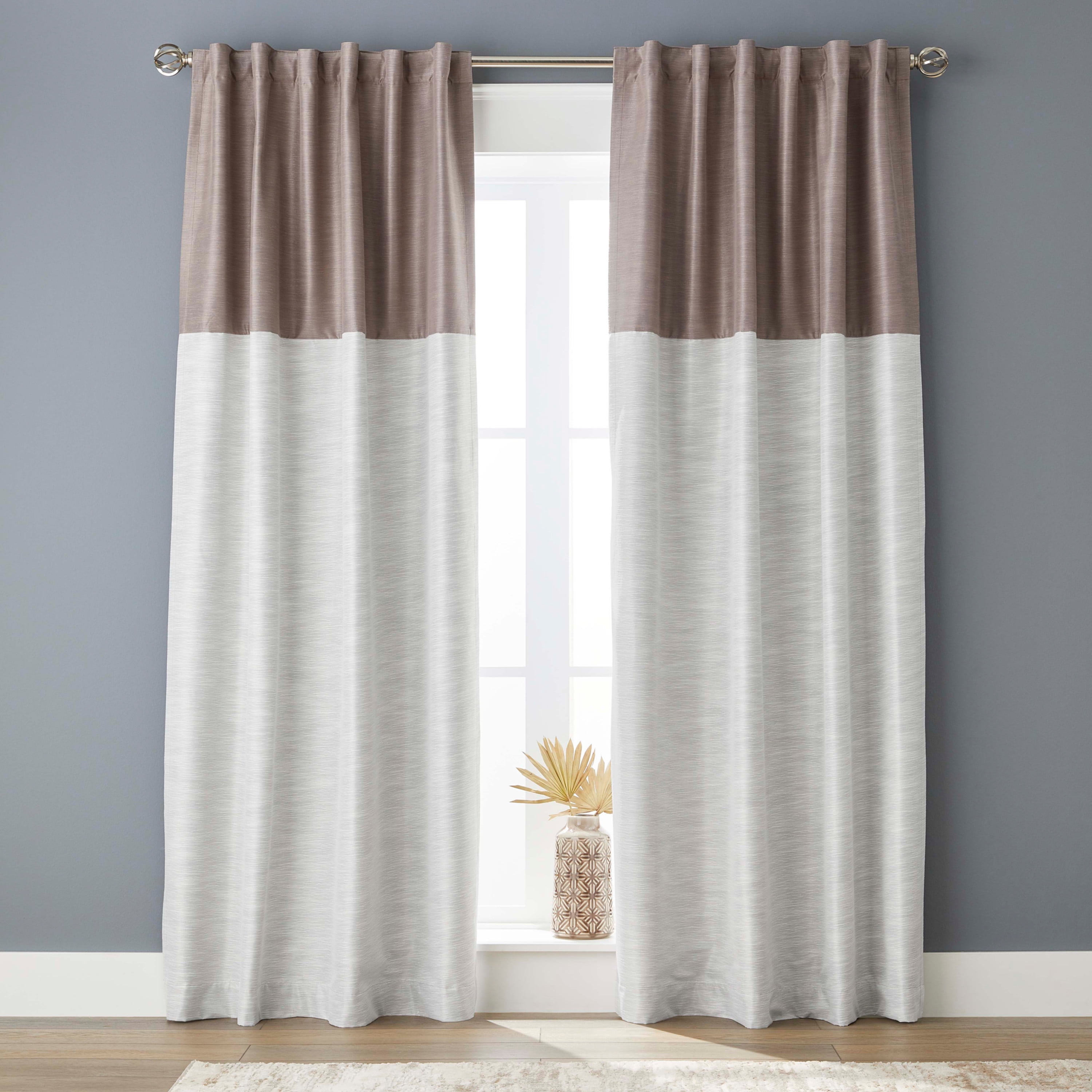 Better Homes & Gardens Colorblock Rod Pocket and Back Tab Blackout Curtain Panel, 1-Piece, Beige, 50" W x 84" L