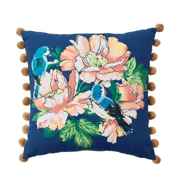 Better Homes & Gardens Colorful Birds Outdoor Throw Pillow, 19" x 19