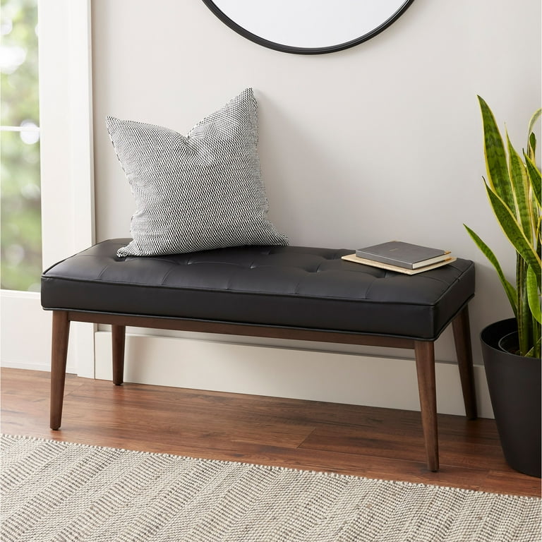 Better Homes Gardens Colton Upholstered Bench Black Faux Leather Walmart