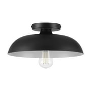 Better Homes & Gardens Contemporary Matte Black 1-Light Indoor Flush Mount, White Inner Shade