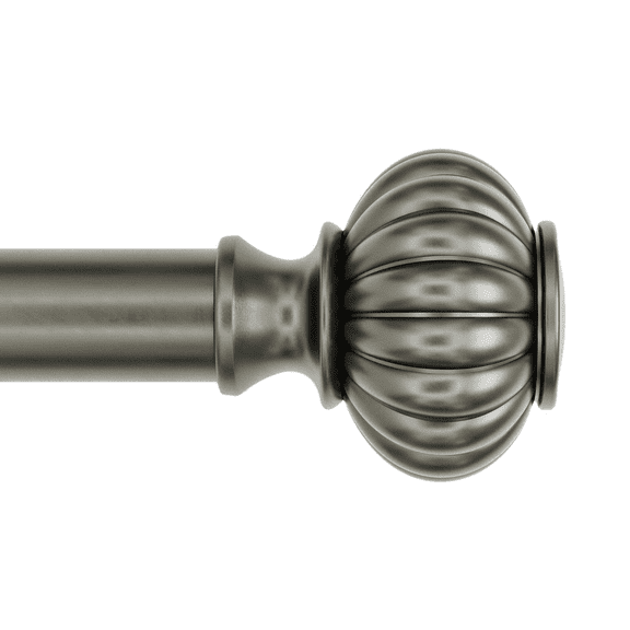 Better Homes & Gardens  1" Pewter Ribbed Knob Adjustable Single Curtain Rod Set, 120"-180"