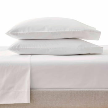 Better Homes & Gardens Cool & Crisp 4-Piece 300 Thread Count Arctic White Cotton Percale Sheet Set, Full
