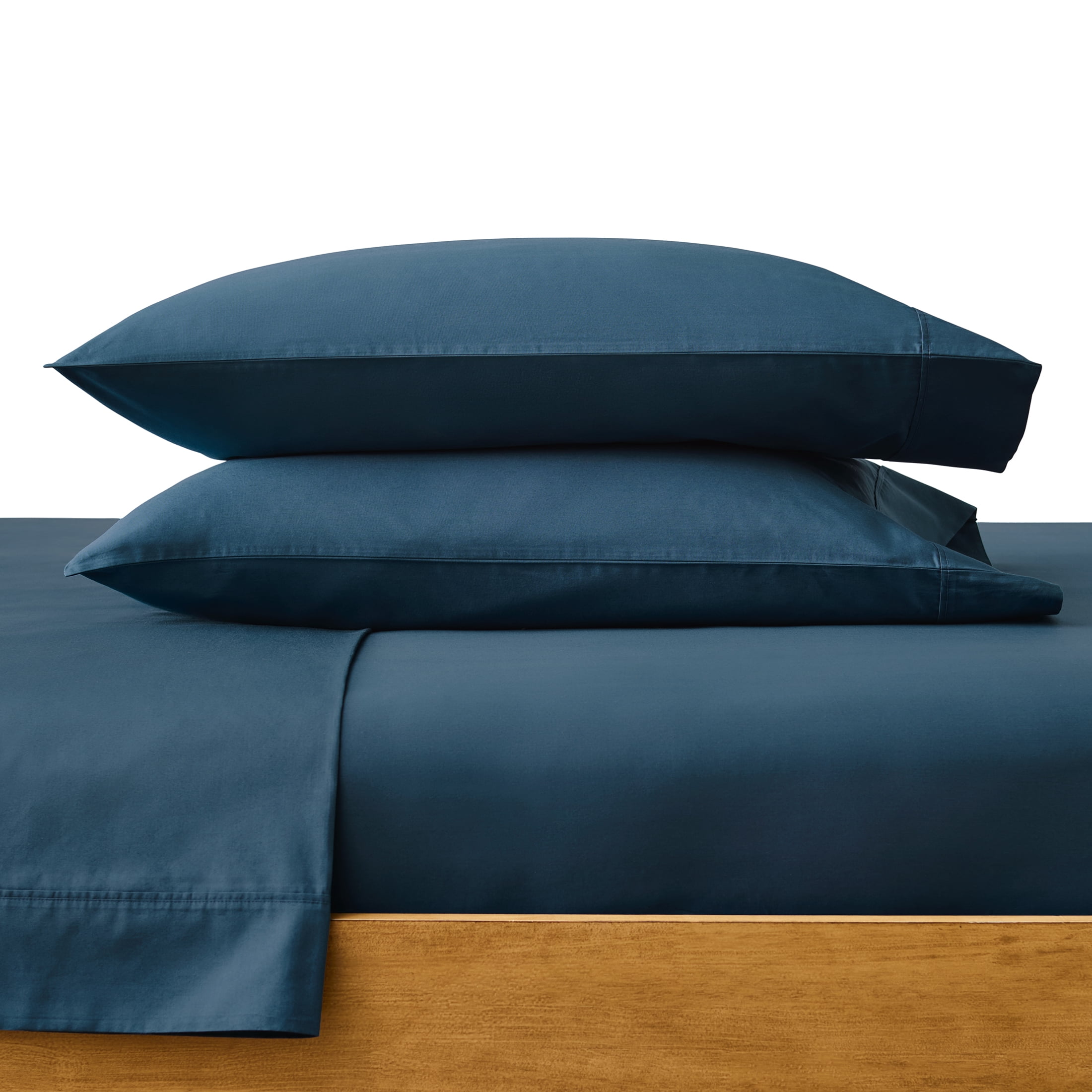 Better Homes & Gardens 300 Thread Count Cotton Percale 4-Piece Teal Ocean Bed Sheet Set, King