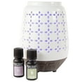 thumbnail interactive-video image 1 of Better Homes & Gardens Cool Mist Ultrasonic Aroma Diffuser 3 Piece Set, Pierced Ceramic, 250 mL, 1 of 10