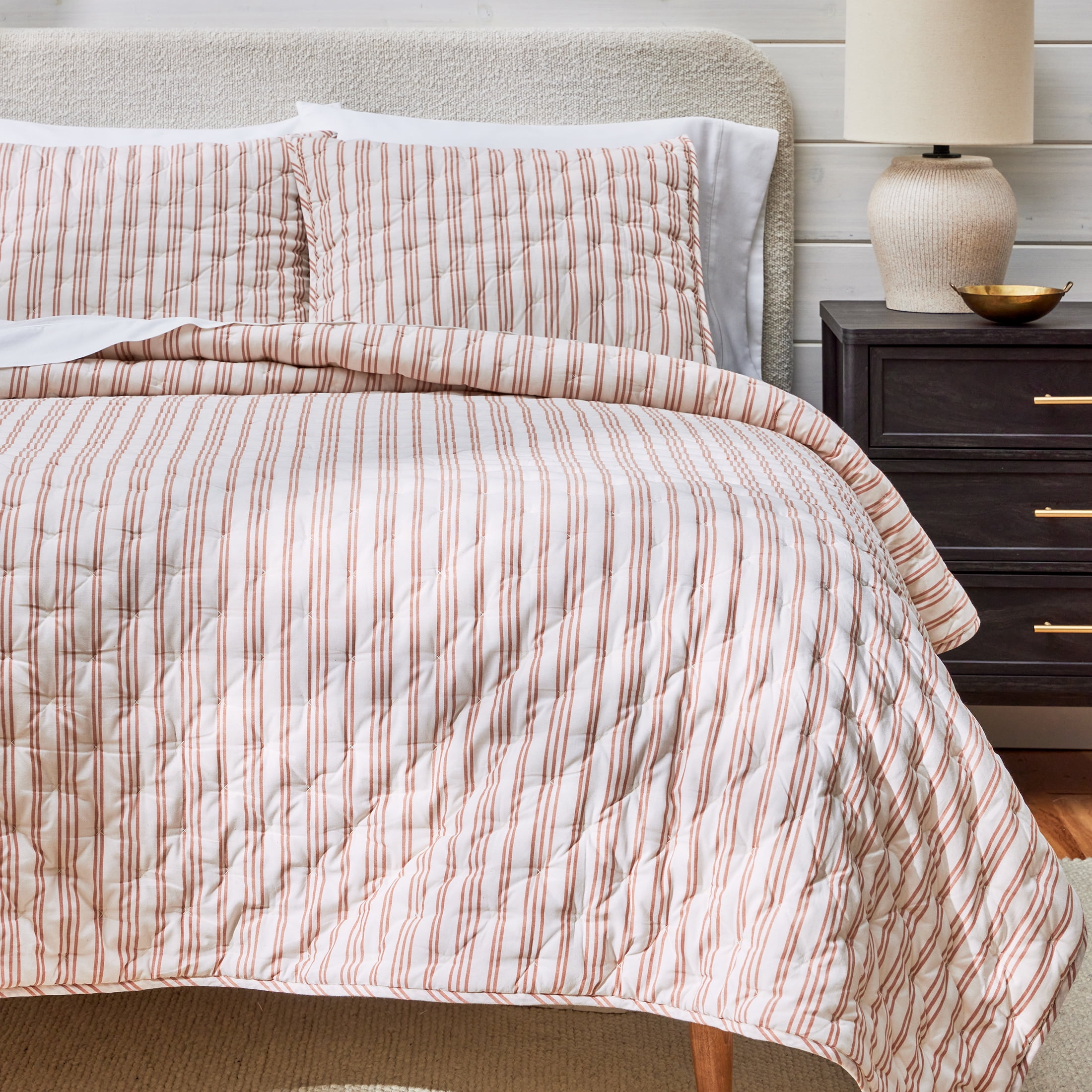 Better Homes & Gardens Copper Yarn Dyed Stripe Chambray Quilt, King