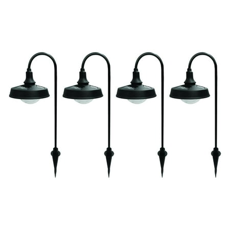 Better Homes & Gardens Corbyn Solar Powered Matte Black Metal Landscape LED Pathway Downlight, 20 Lumens (4 Count)