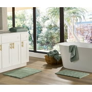 Better Homes & Gardens 17x24 in/20x30 in Soft Green Cut & Loop Reversible 2Pc Bath Rug Set