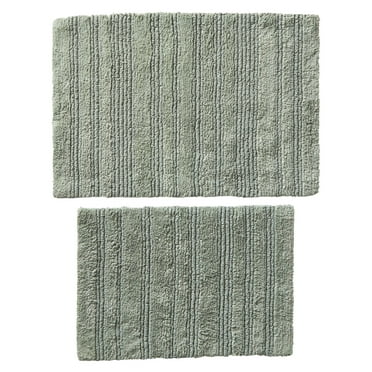 Better Homes & Gardens Cotton Cut & Loop Reversible 2 Piece Bath Rug Set, Green River, 17" x 24" & 20" x 30"