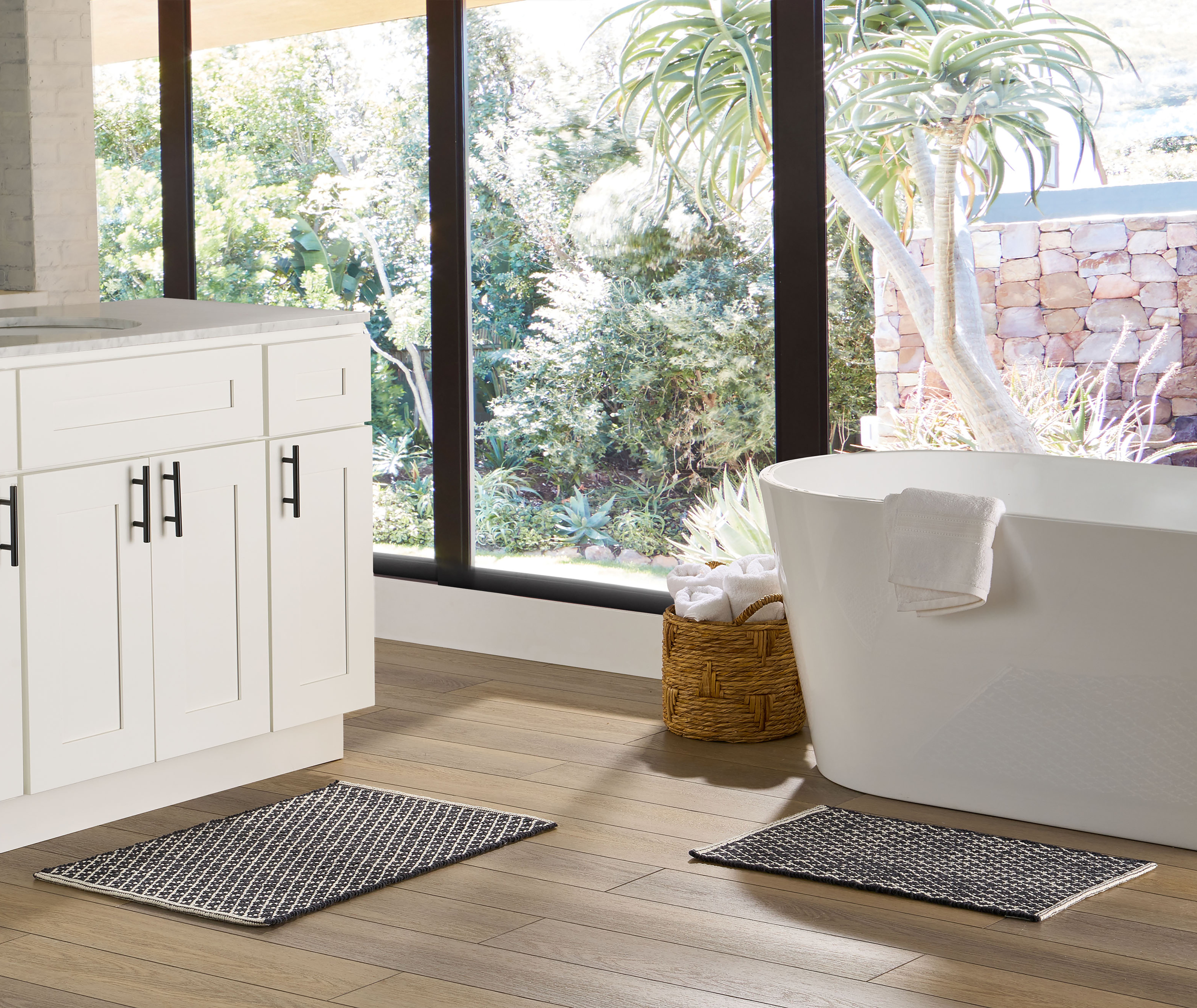 Better Homes & Gardens Cotton Diamond Bath Rug Set, Gray, 17x24 & 20x30 in, 2 Piece