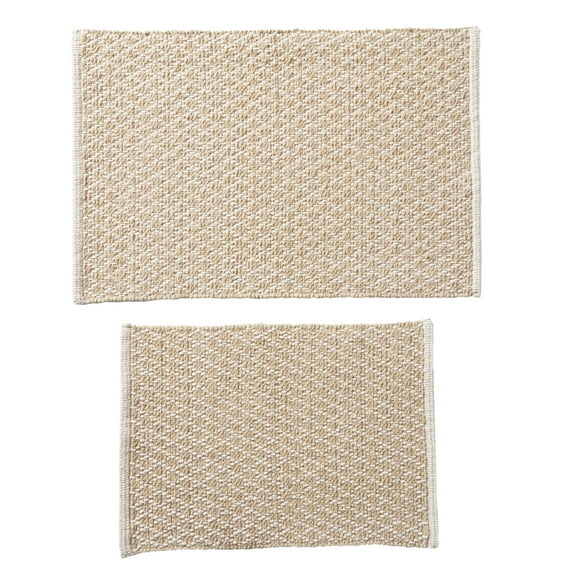 Better Homes & Gardens Cotton Diamond Bath Rug Set, Beige, 2 Piece, 17" x 24" & 20" x 30"