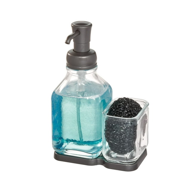 Better Homes & Gardens Countertop Glass Soap Pump & Sponge Caddy, 8.25" x 3.25" x 5.37", Clear