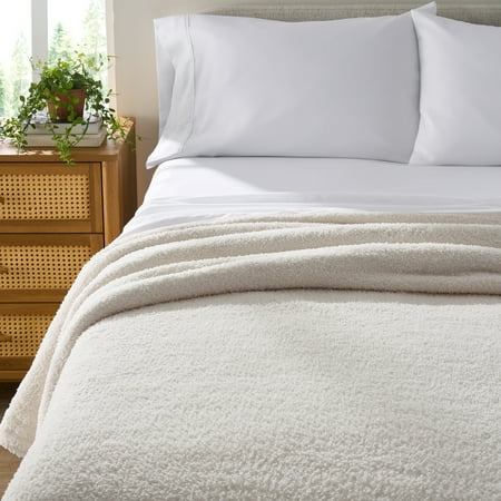 Better Homes & Gardens Cozy Knit Blanket, Off-White, King