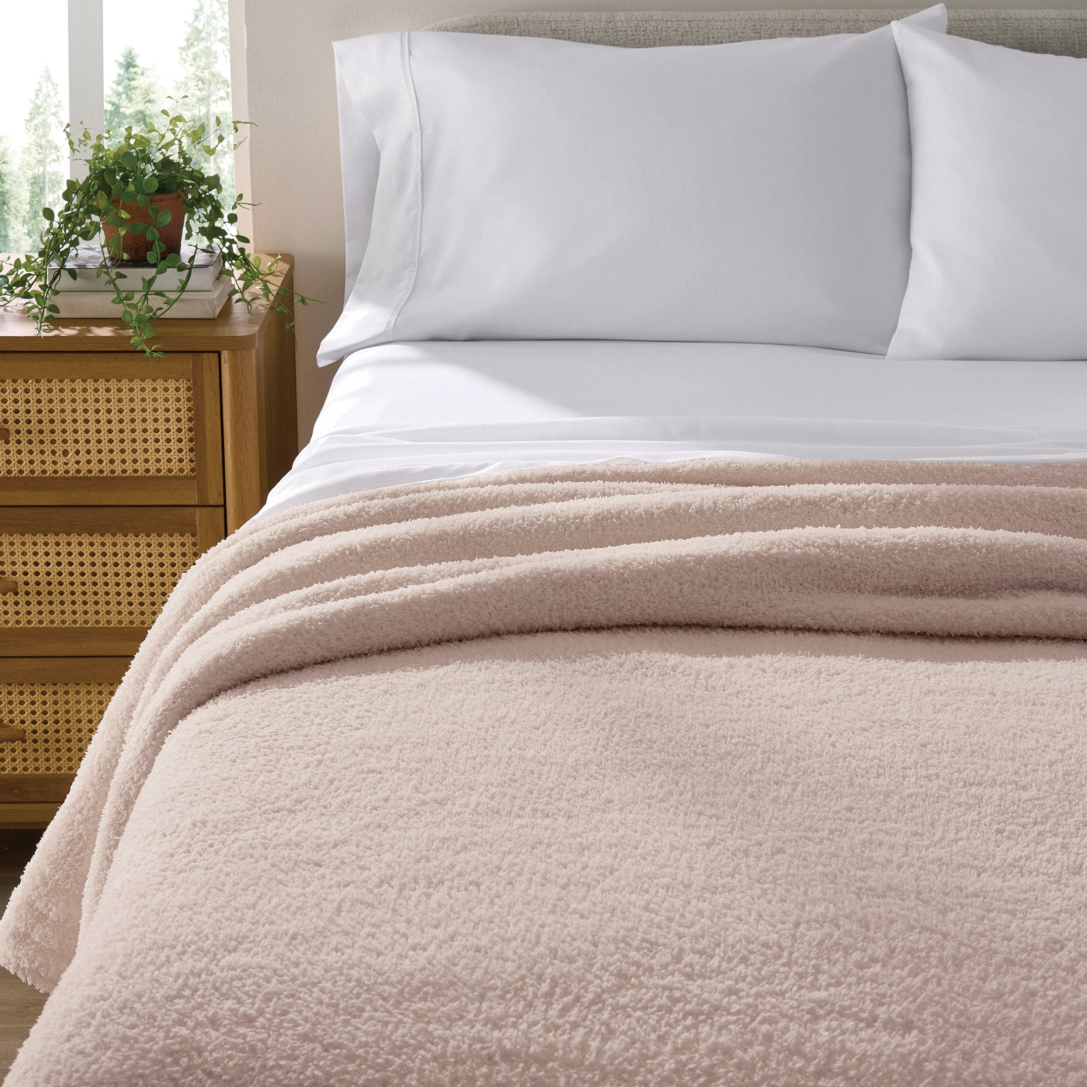 Better Homes & Gardens Cozy Knit Blanket, Pink Blush, Full/Queen