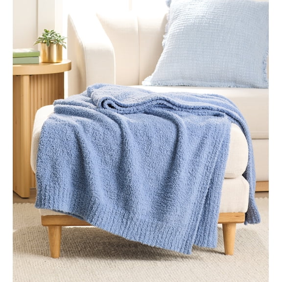 Better Homes & Gardens Cozy Knit Throw Blanket, Blue Silver, 50 x 72 in
