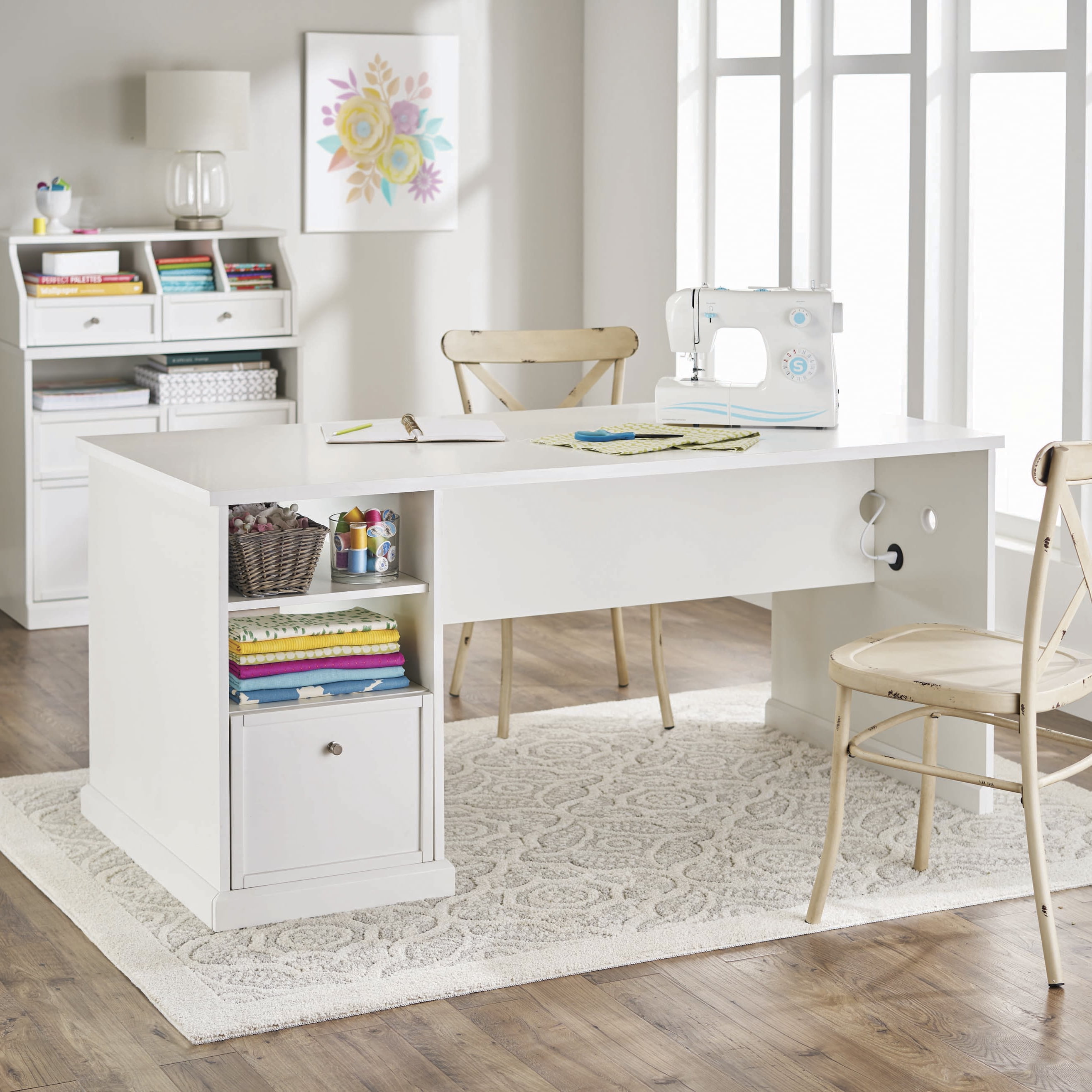 Better Homes & Gardens Craftform Counter-Height Fold-Out Craft Table, White  Finish 