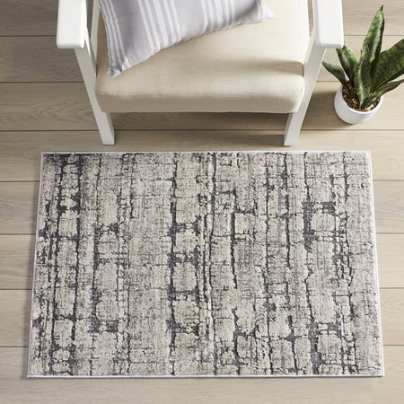 Better Homes & Gardens Crosshatch Grey High Low Indoor Area Rug, 30" x 46"