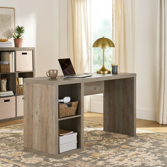 Better Homes & Gardens Cube Storage Office Desk, Rustic Gray