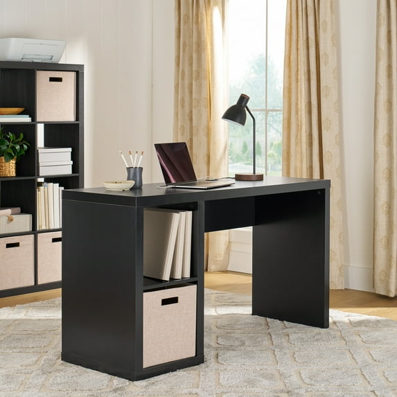 Better Homes & Gardens Cube Storage Office Desk, Solid Black