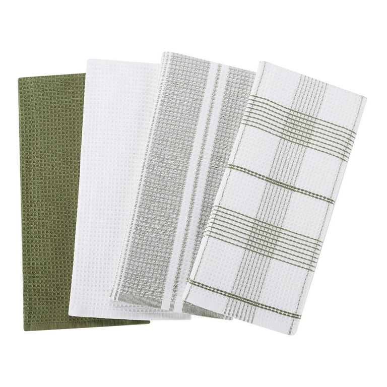 Better Homes & Gardens Dark Cilantro Green Cotton Waffle-Weave Dual-Purpose  Oversized Kitchen Towels 4 Pack