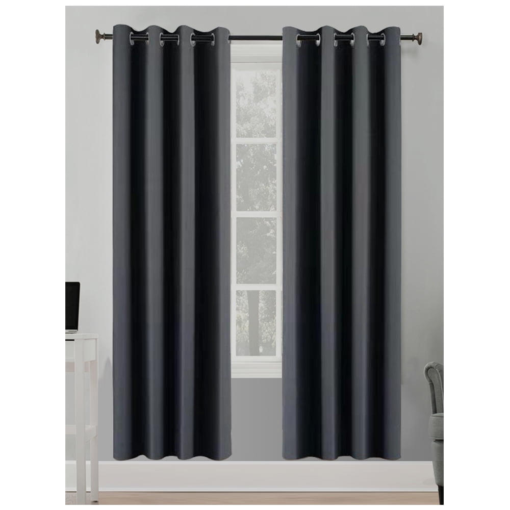 Better Homes & Gardens Solid Herringbone Blackout Curtain Panel, 1 Panel, Grey, 50" W x 95” L
