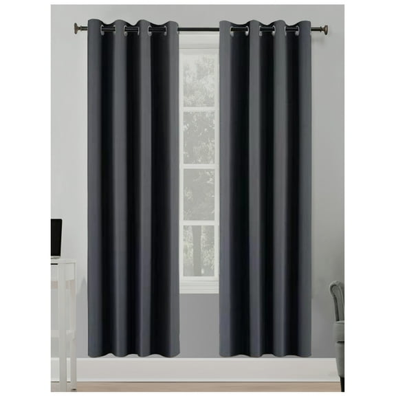 Better Homes & Gardens Solid Herringbone Blackout Curtain Panel, 1 Panel, Grey, 50" W x 95” L