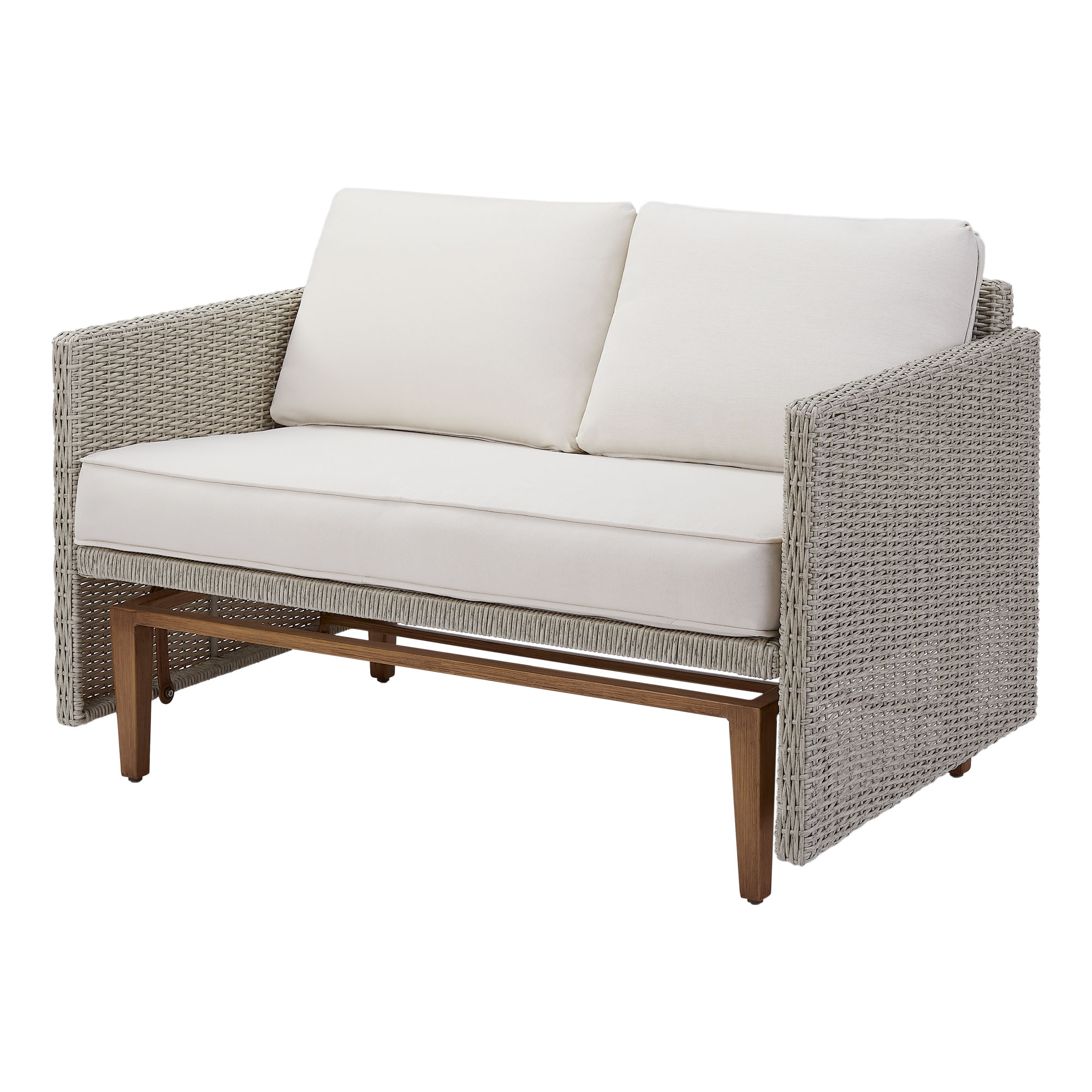 Better Homes & Gardens Davenport Outdoor Loveseat Glider Bench, White and Gray - image 1 of 5