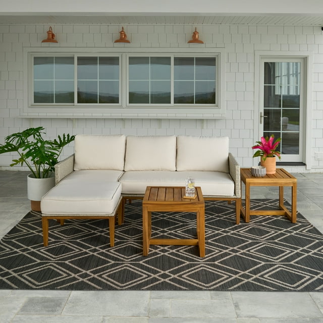 Better Homes & Gardens Davenport Sofa Lounger with Two Acacia Wood