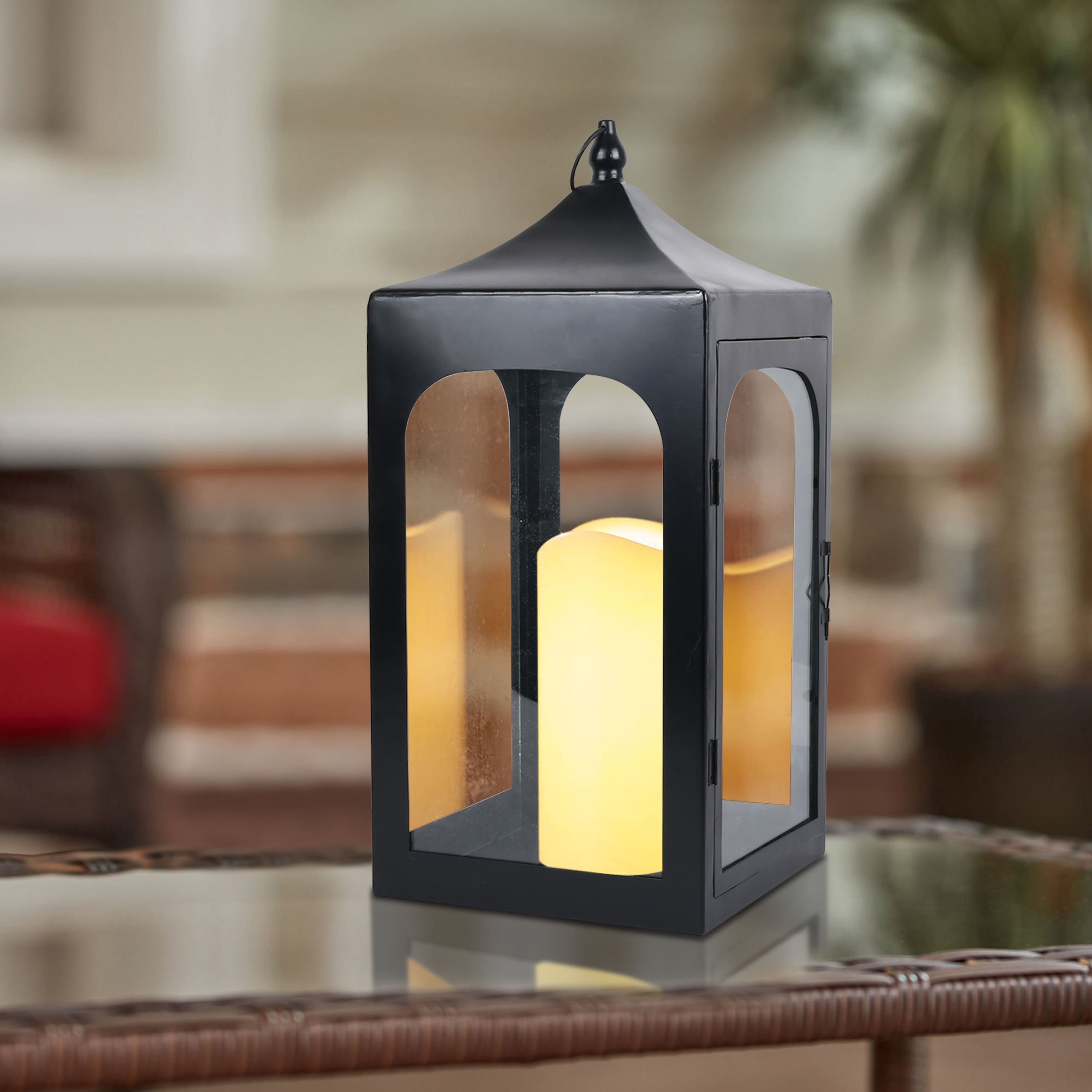  Outdoor Lantern Decorative Outdoor Patio Decor, 16 Inch Candle  Lantern, Black Metal, Outdoor Lanterns for Patio Waterproof, Battery  Included, Modern Farmhouse Front Porch Decor : Tools & Home Improvement