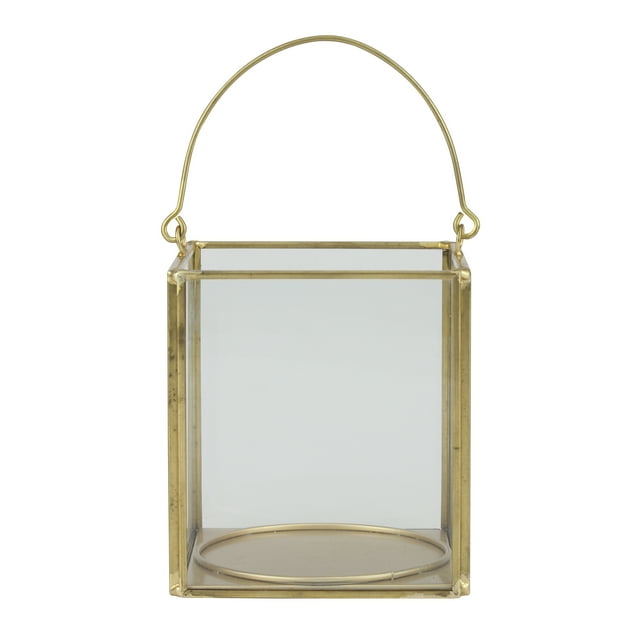 Better Homes & Gardens Decorative Small Gold Metal Lantern, Candle Holder