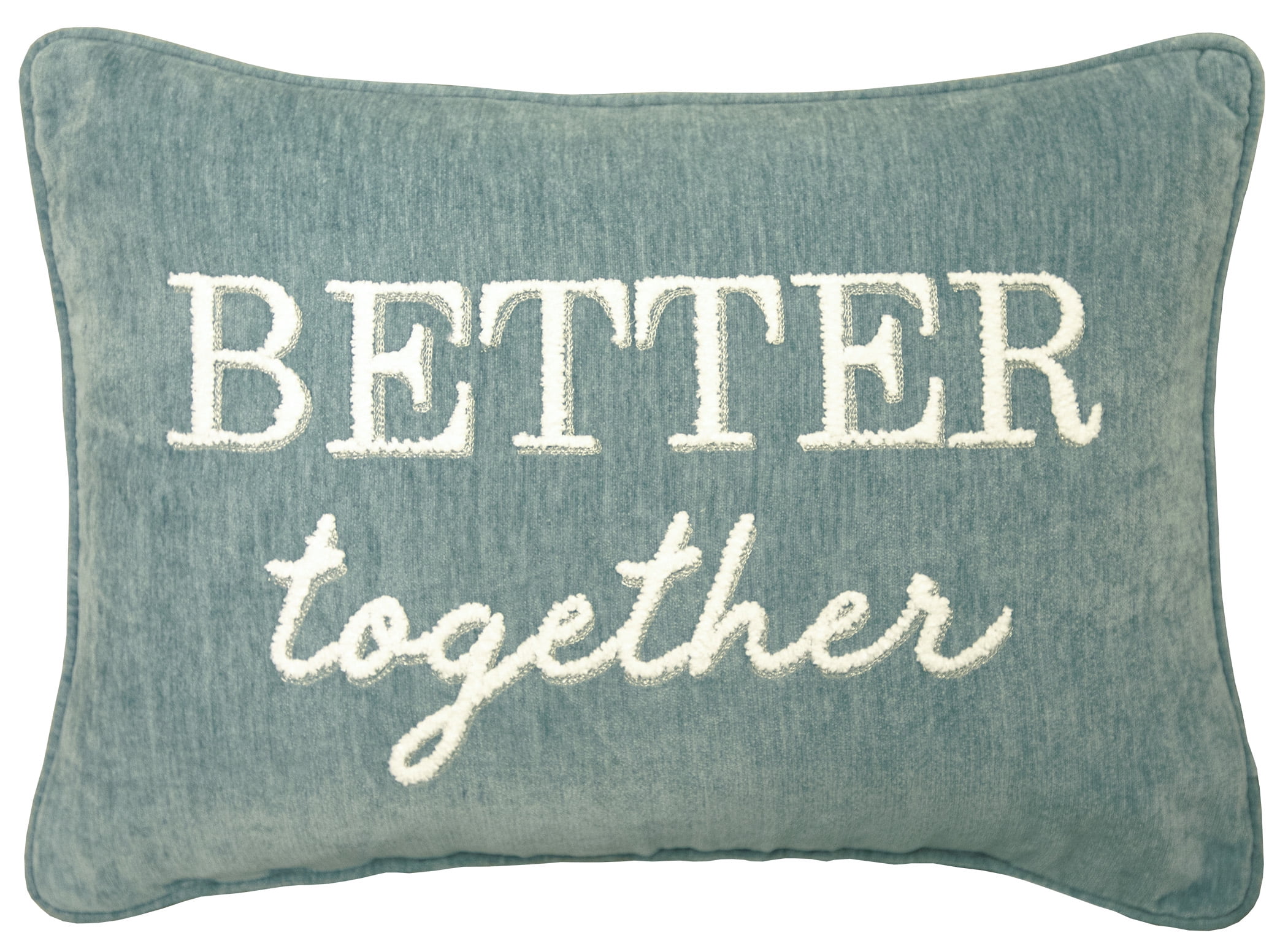 Better Homes & Gardens Decorative Throw Pillow, Better Together, Oblong, Aqua, 14" x 20", 1Pack