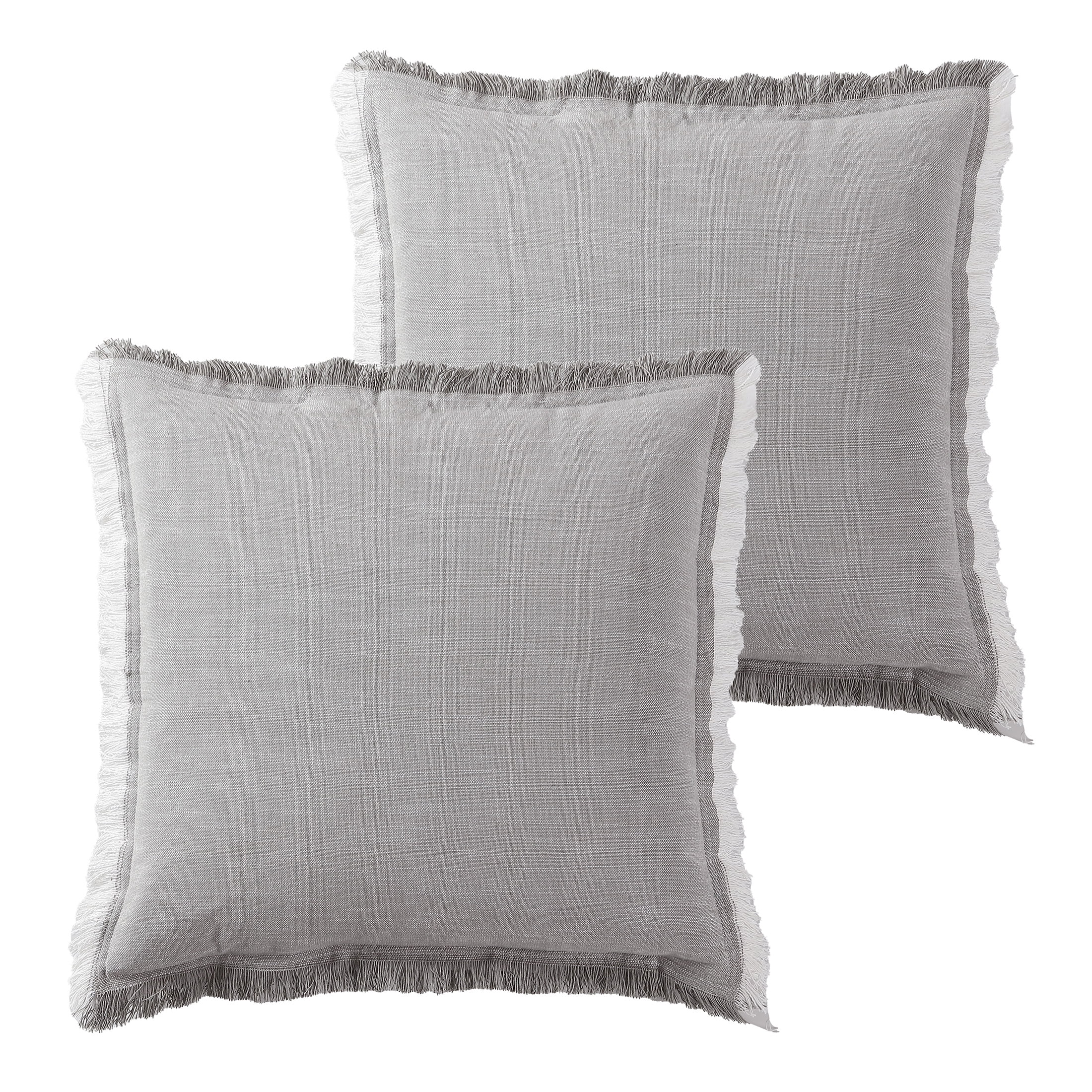 Farmhouse Pillow Covers 20x20 Set of 2 Modern Accent Decorative Throw  Pillows for Couch Chic Cotton Square Rustic Pillow Covers with Fringe for  Bed