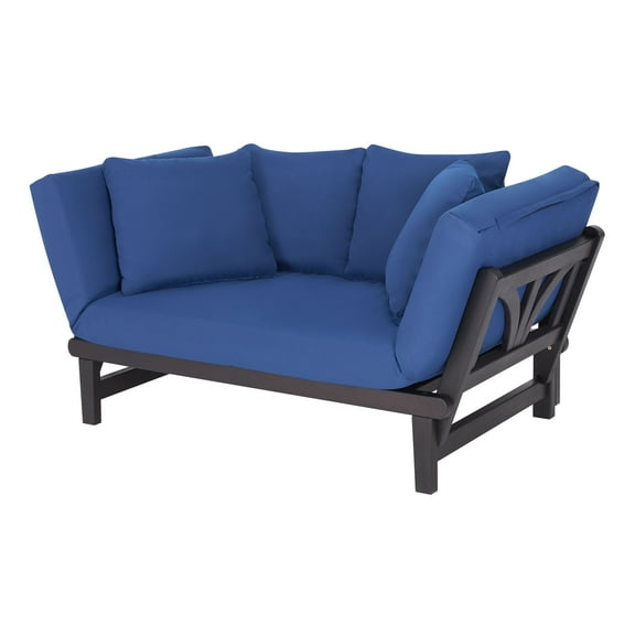 Better Homes & Gardens Delahey Convertible Studio Outdoor Daybed Sofa, Blue Cushion