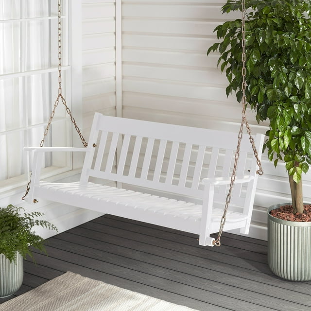 Better Homes & Gardens Delahey Outdoor White Porch Swing - Walmart.com