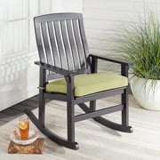 Better Homes & Gardens Delahey Outdoor Wood Rocking Chair, Green Cushion