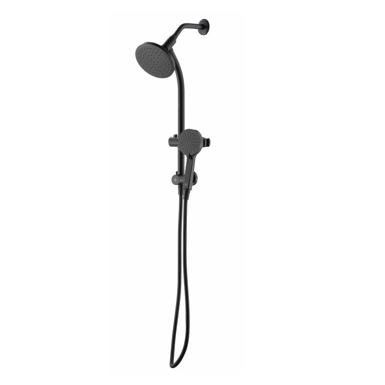 SUBEIXI Matte Black Handheld Shower With Slide Bar – 3-Spray High Pressure, 24.5-Inch Adjustable Bar, Wall Mount Combo