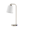 thumbnail image 1 of Better Homes & Gardens Desk Lamp with Outlet, Brushed Nickel Base, Fabric Shade, 18.26 in, 1 of 8
