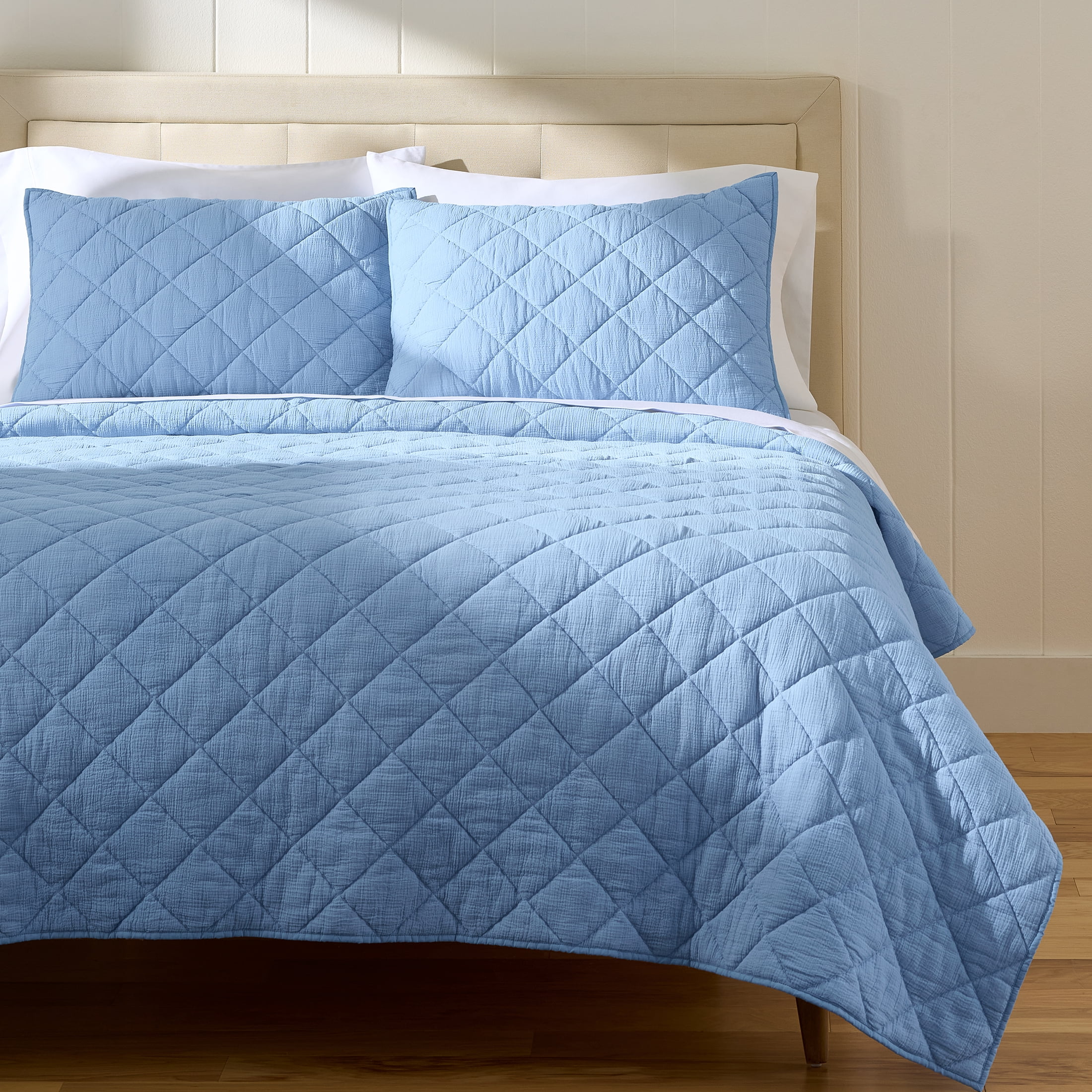 Better Homes & Gardens Diamond Gauze Quilt, Blue, Full/Queen, All Ages