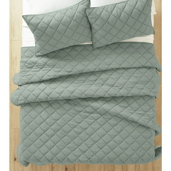 Better Homes & Gardens Diamond Gauze Quilt, Sage, King, All Ages