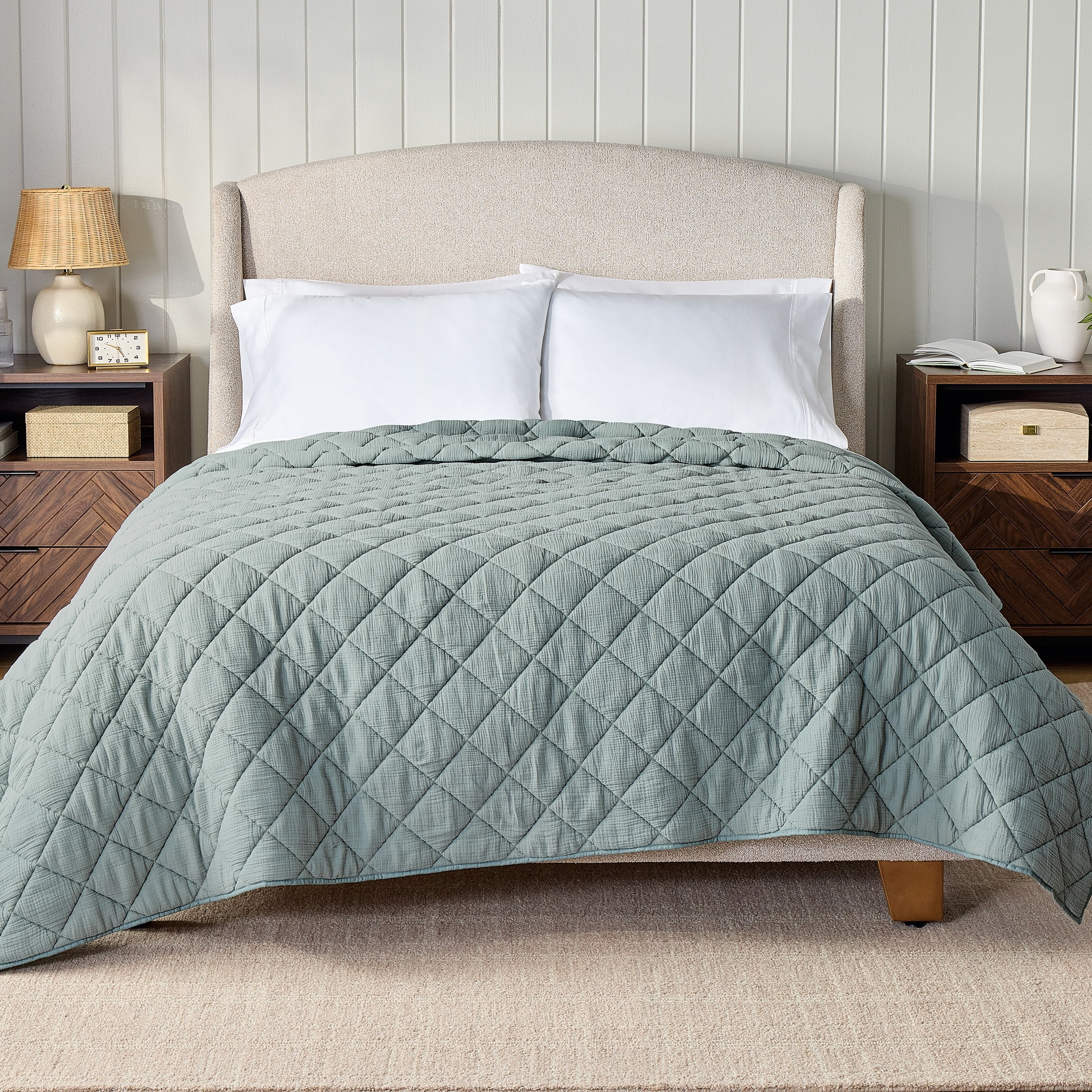 Better Homes & Gardens Diamond Gauze Quilt, Sage, King, All Ages