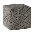 Better Homes & Gardens Diamond Outdoor Pouf, 16" x 16", Black & Ivory