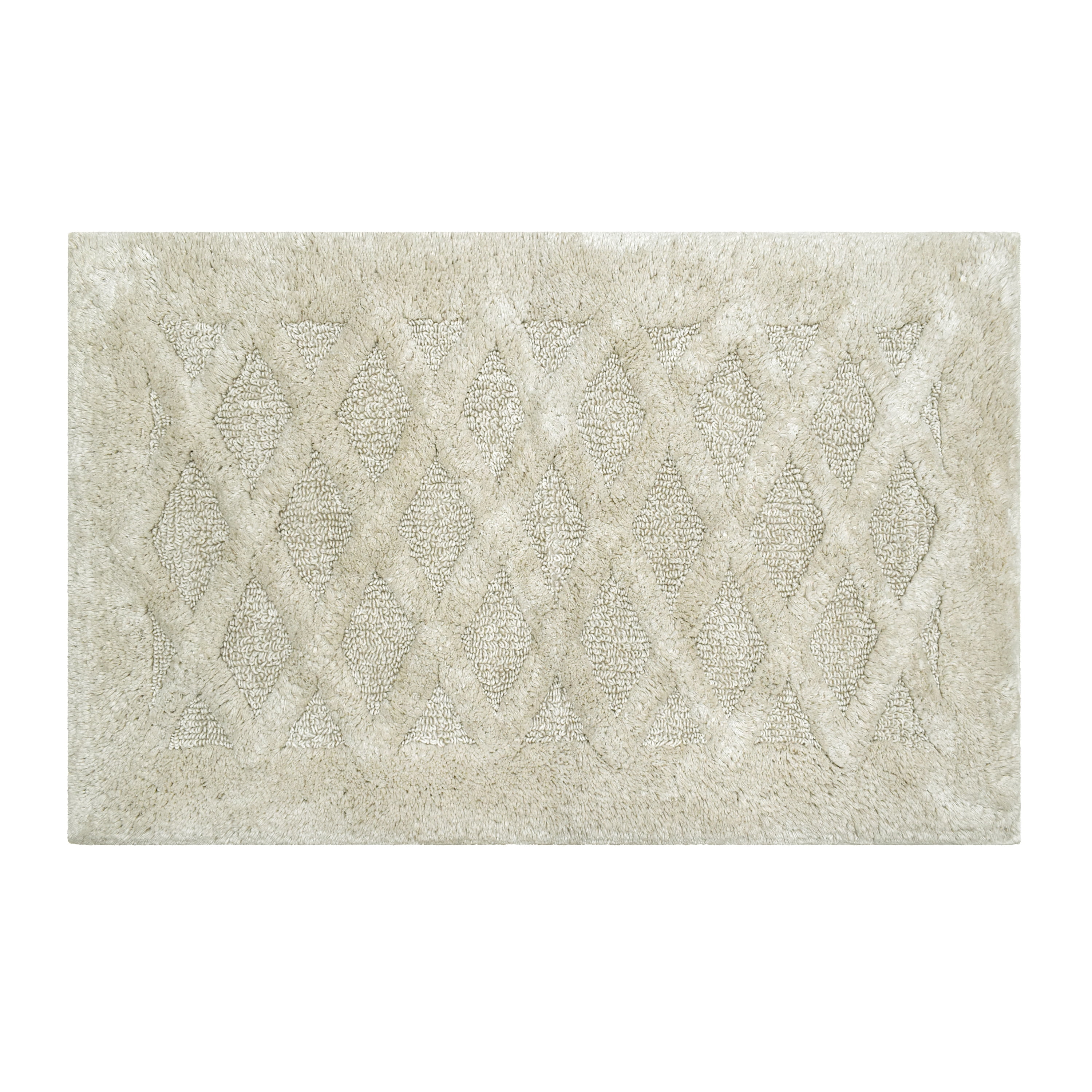 Better Homes & Gardens Diamond Texture Beige Cotton Bath Rug, 20” x 34”, Soft High-Low Pile