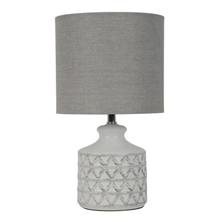 Better Homes & Gardens Diamond Weave Ceramic Table Lamp with LED Bulb, Distressed White