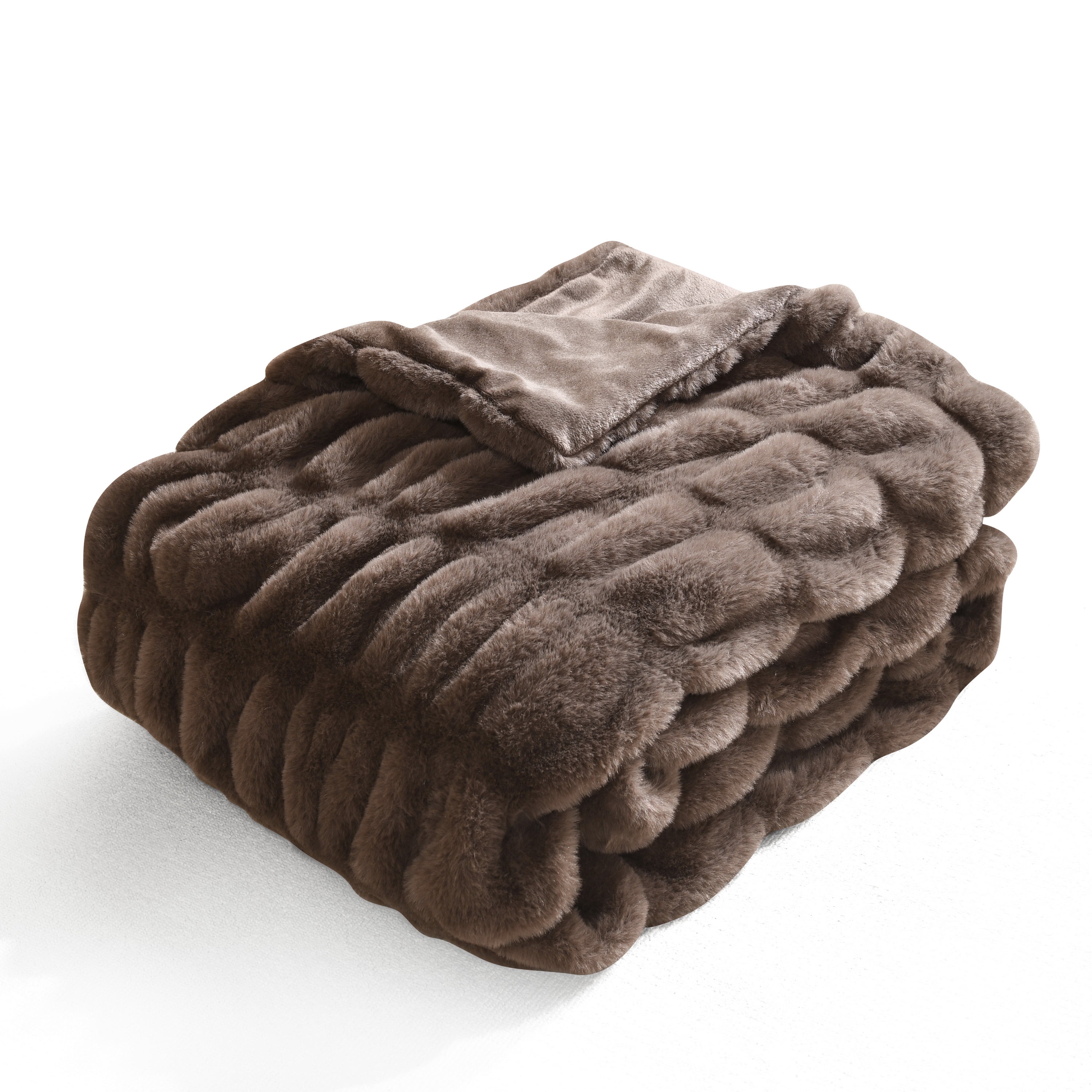 Better Homes & Gardens Dk Brown Polyester Faux Fur Reverse to Mink
