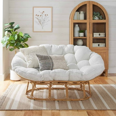 Better Homes & Gardens Double Papasan Accent Chair, Cream Boucle
