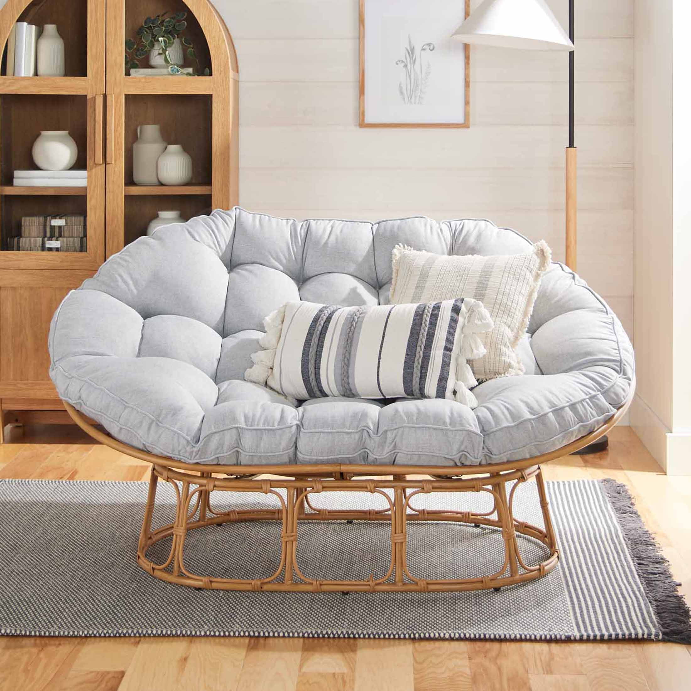 Better Homes Gardens Double Papasan Chair Grey Linen Walmart