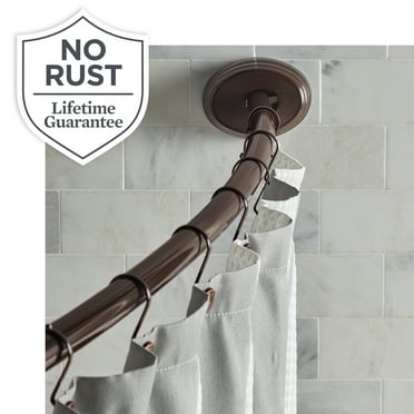 Better Homes & Gardens Dual Mount No Rust 50” to 72” Adjustable Curved Shower Curtain Rod, Bronze