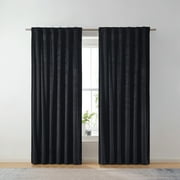 Better Homes & Gardens Dutch Velvet Solid 100% Blackout Single Curtain Panel, Black, 52 in W x 84 in L
