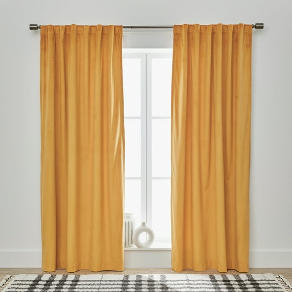 Better Homes & Gardens Dutch Velvet Solid 100% Blackout Curtain Panel, Gold Yellow, 52" W x 108" L