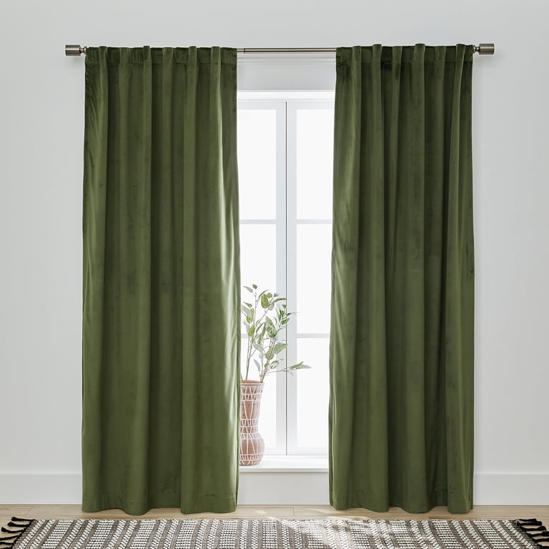 Better Homes & Gardens Velvet Blackout Curtain Panel Green 52x108