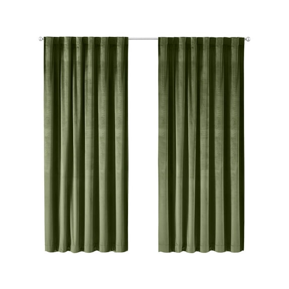 Better Homes & Gardens Dutch Velvet Solid 100% Blackout Curtain Panel, Green, 52" W x 84" L